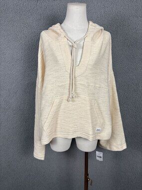 Roxy Women's XL Parchment Knit Hoodie With Kangaroo Pocket & Rope Tie NWT's
